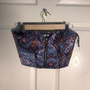 Medium blue & red paisley corset croptop